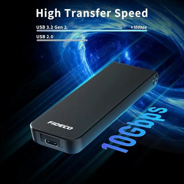 Alt view image 5 of 7 - FIDECO M.2 NVMe SSD Enclosure, M.2 NVMe to USB Adapter, USB 3.2 Gen 2 (10Gbps) SSD Reader for M & M+B Key, Sandwich Style Design, Tool-Free Installation, Support UASP and Trim