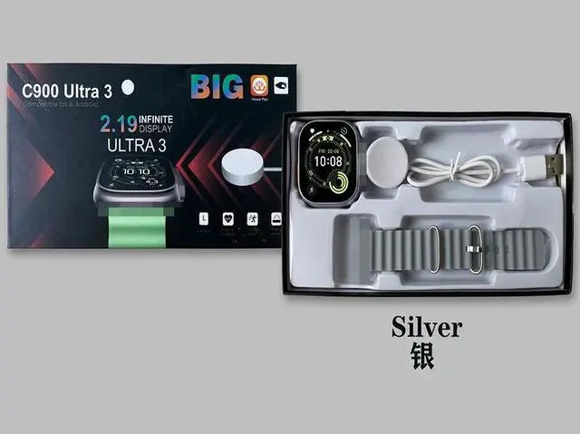 Main image of New Watch 10 Ultra Smart Watch 49mm 2024 New NFC Men Women C900U3 Foreign Version - Gray