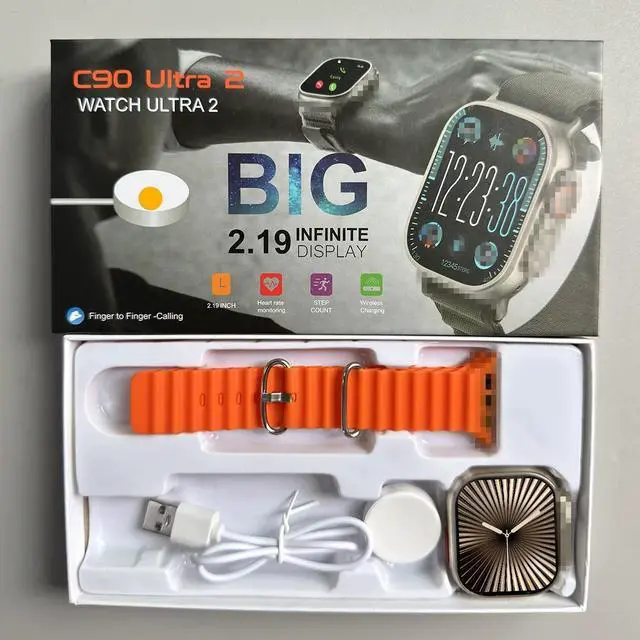 Main image of New Watch 10 Ultra Smart Watch 49mm 2024 New NFC Men Women C90U Foreign Language Version - Orange