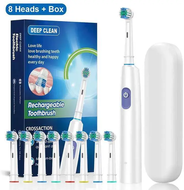 Main image of Electric Toothbrush Deep Clean Whitening Teeth for Adult White 8 Heads + Box