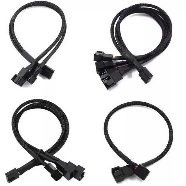 Alt view image 2 of 7 - New 4 Pin Pwm Fan Cable 1 To 4/3/2/1 Ways Splitter Black