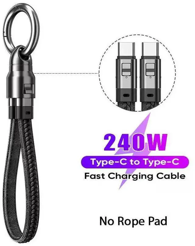 Alt view image 6 of 7 - 240W Mobile Fast Charging Cable Type-C to USB-C 2-in-1 Keychain Design, PD 240W Fast Charging, Anti-Fall Buckle, Portable Pendant for Outdoor Riding & Travel