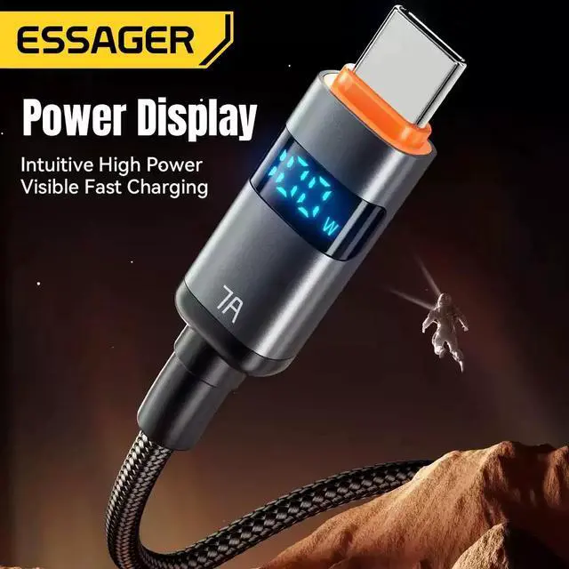 Alt view image 2 of 5 - Essager 100W 7A USB A to Type C Cable 5A PD Fast Charging USB C to USB C Display Cable 1m 2m