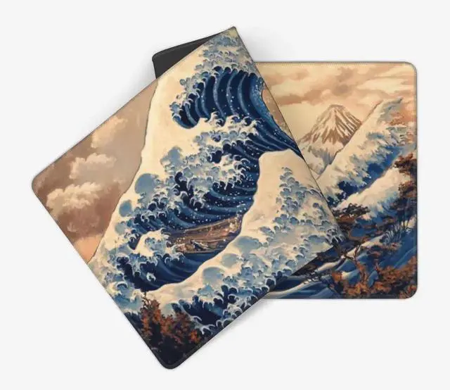 Alt view image 2 of 7 - Japanese Sea Wave Large Mouse Pad Gaming Mouse Pad XXL Art Large Mouse Pad Keyboard Mat Desk Mat Non-Slip Rubber Base 600x300mm 3mm