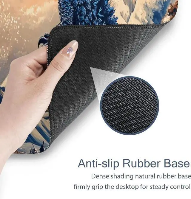 Alt view image 6 of 7 - Japanese Sea Wave Large Mouse Pad Gaming Mouse Pad XXL Art Large Mouse Pad Keyboard Mat Desk Mat Non-Slip Rubber Base 600x300mm 3mm