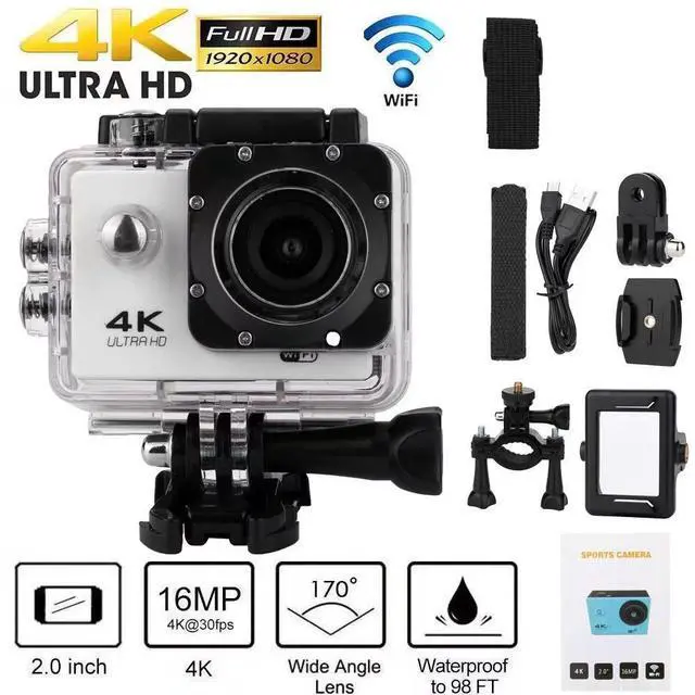 Main image of 4K Waterproof Action Camera Mini Smart WiFi Sports DV, Outdoor HD Camcorder for Cycling/Surfing Full set - 17 accessories
