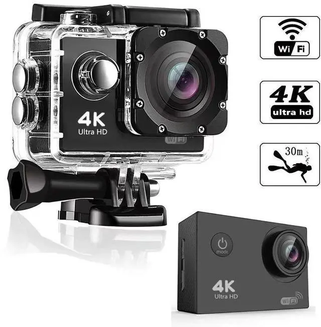 Alt view image 3 of 7 - 4K Waterproof Action Camera Mini Smart WiFi Sports DV, Outdoor HD Camcorder for Cycling/Surfing Full set - 17 accessories