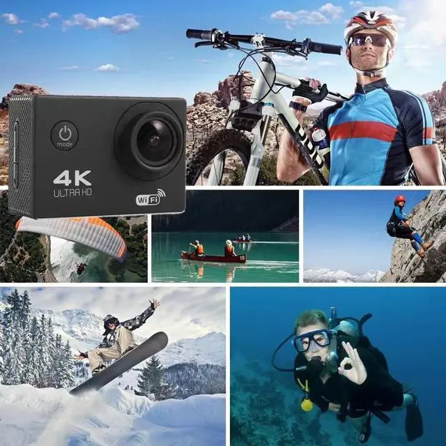 Alt view image 7 of 7 - 4K Waterproof Action Camera Mini Smart WiFi Sports DV, Outdoor HD Camcorder for Cycling/Surfing Full set - 17 accessories