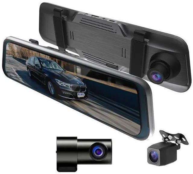 Main image of 10-Inch Ultra-Thin Anti-Glare Touch Screen Rearview Mirror Dash Cam 3-Channel 1080P HD WiFi Car Recorder