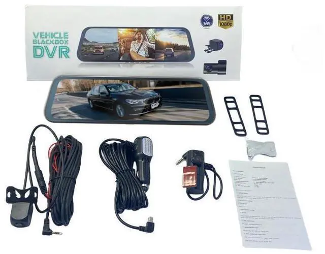 Alt view image 3 of 7 - 10-Inch Ultra-Thin Anti-Glare Touch Screen Rearview Mirror Dash Cam 3-Channel 1080P HD WiFi Car Recorder