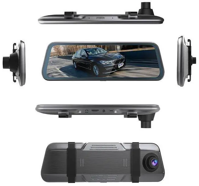 Alt view image 7 of 7 - 10-Inch Ultra-Thin Anti-Glare Touch Screen Rearview Mirror Dash Cam 3-Channel 1080P HD WiFi Car Recorder