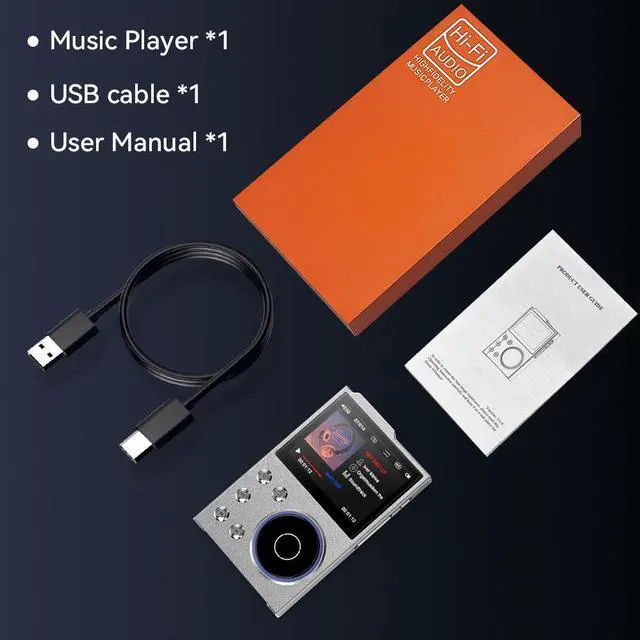 Alt view image 7 of 7 - Hi-Fi Lossless Music Player DSD256 Master Quality, Bluetooth, Portable for Car/Audio Black Gold - Built-in 16GB