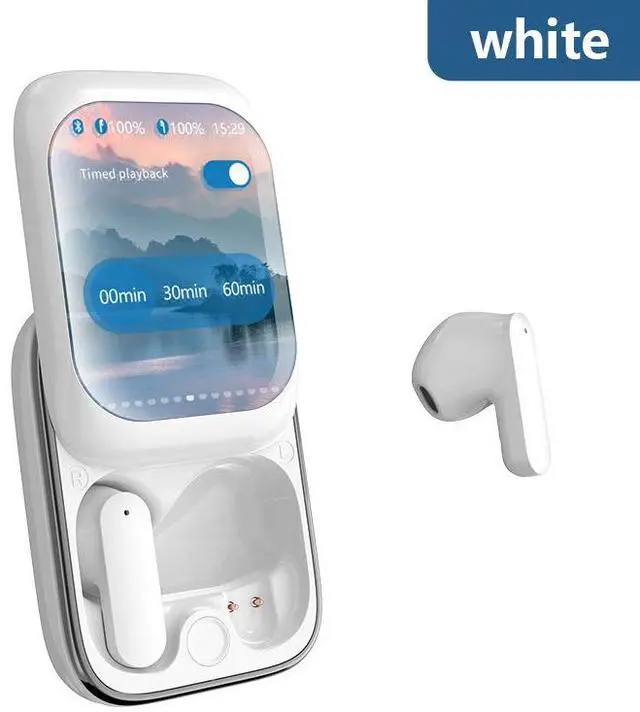 Main image of H8 TWS Smart Bluetooth Earbuds with Slide Screen, Color Display, Retro Design, Touch Control, Noise Cancelling, Wireless Headphones for Sports white