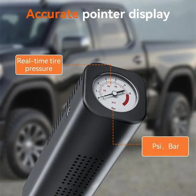 Alt view image 4 of 7 - ST-5547A 12V Car Tire Inflator, Portable Air Compressor, High Power Electric Pump, Analog Gauge, for Cars, SUVs, Sedans, Cigarette Lighter Plug