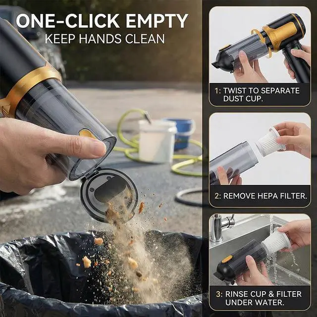 Alt view image 4 of 7 - ST-6709A Plus Cordless Car Vacuum & Blower 2-in-1, Brushless High-Power Dust Removal Cleaner, Tire Inflator, Digital Display, LED Light for Auto Black
