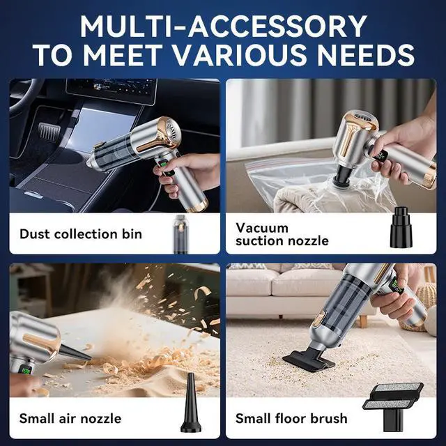 Alt view image 6 of 6 - ST-6706APlus Wireless Car Vacuum Cleaner & Air Duster 2-in-1 20000Pa Brushless Handheld Vacuum for Car Interior Keyboard PC Computer Cleaning Type-C Fast Charging 3-Speed Control