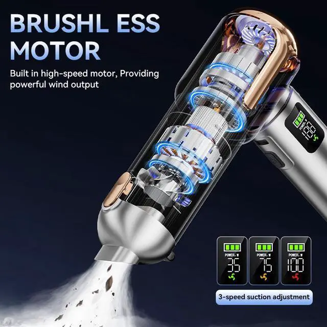 Alt view image 4 of 6 - ST-6706APlus Wireless Car Vacuum Cleaner & Air Duster 2-in-1 20000Pa Brushless Handheld Vacuum for Car Interior Keyboard PC Computer Cleaning Type-C Fast Charging 3-Speed Control