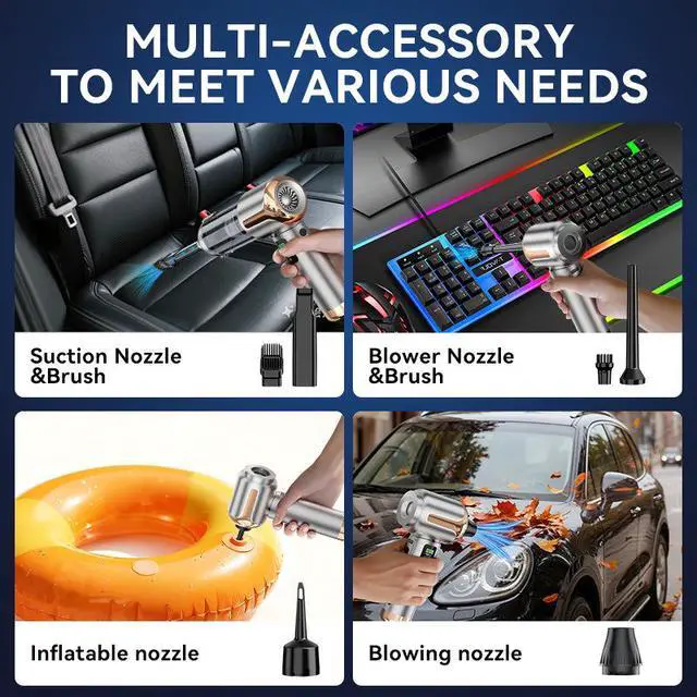 Alt view image 5 of 6 - ST-6706APlus Wireless Car Vacuum Cleaner & Air Duster 2-in-1 20000Pa Brushless Handheld Vacuum for Car Interior Keyboard PC Computer Cleaning Type-C Fast Charging 3-Speed Control