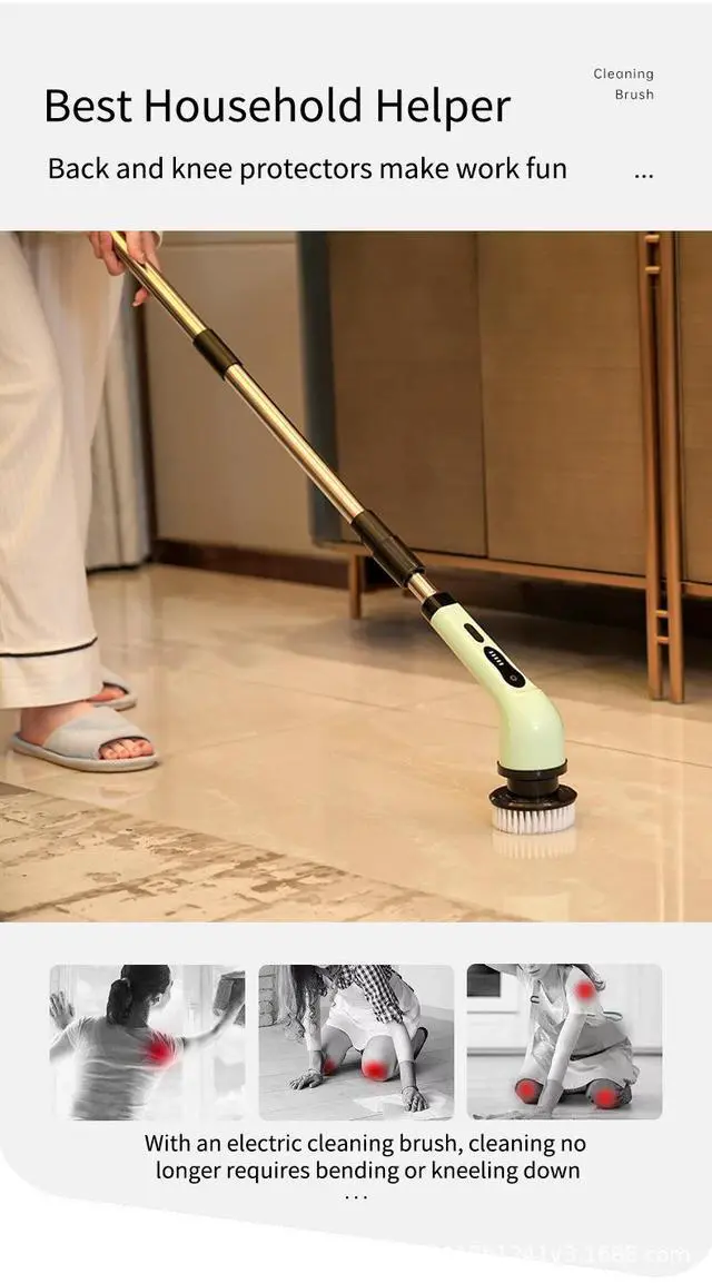 Alt view image 6 of 7 - Electric Spin Scrubber, Cordless Power Cleaning Brush for Kitchen Bathroom Floor Tile, Multi-Function Handheld Cleaner Tool green 3-in-1