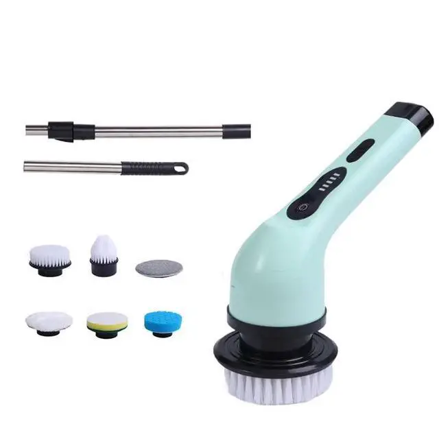 Main image of Electric Spin Scrubber, Cordless Power Cleaning Brush for Kitchen Bathroom Floor Tile, Multi-Function Handheld Cleaner Tool green 6-in-1