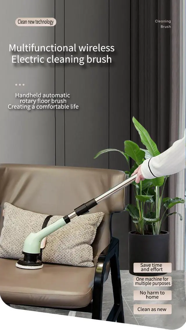 Alt view image 6 of 7 - Electric Spin Scrubber, Cordless Power Cleaning Brush for Kitchen Bathroom Floor Tile, Multi-Function Handheld Cleaner Tool green 6-in-1