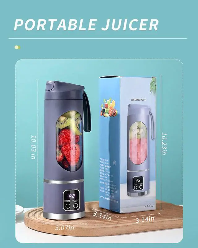 Alt view image 6 of 7 - Portable Juicer with Pulp Separation, Cordless Electric Juice Extractor, Rechargeable, Automatic, Multi-Function, Small Compact Juicer for Home & Student - green