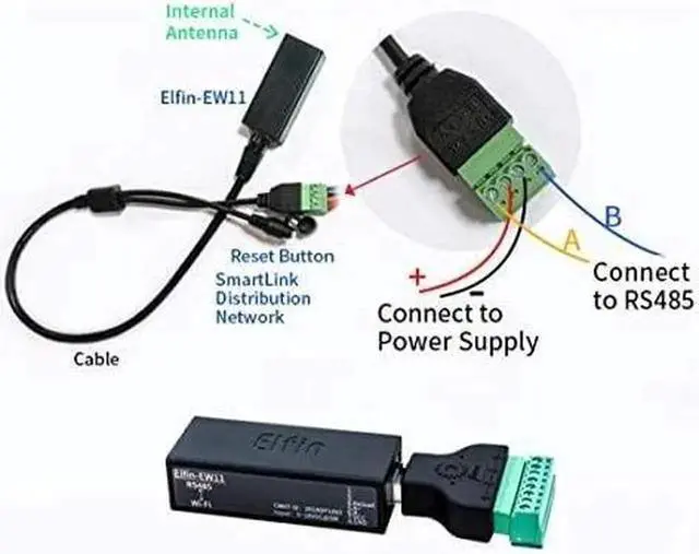 Alt view image 7 of 7 - HF Smallest Elfin-EW11/Elfin-EW11A-0 Wireless Networking Devices Modbus TPC IP Function RJ45 RS485 to WiFi Serial Server (EW11A-0 Whole Set)