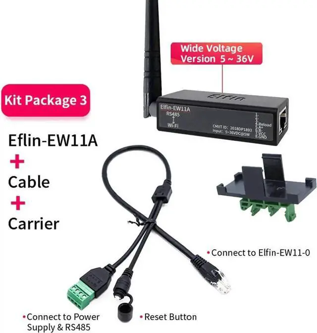 Alt view image 2 of 7 - HF Smallest Elfin-EW11/Elfin-EW11A-0 Wireless Networking Devices Modbus TPC IP Function RJ45 RS485 to WiFi Serial Server (EW11A-0 Whole Set)