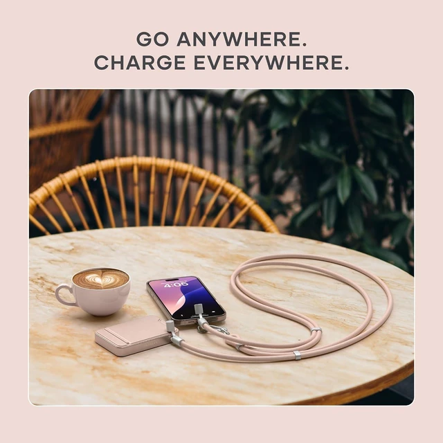 Alt view image 7 of 7 - Satechi OntheGo Lanyard Cable, 60W Fast Charging, Black
480 Mbps data transfer, built-in crossbody strap, 1.5 m/4.9 ft braided cord, for iPhone, Android Desert Rose