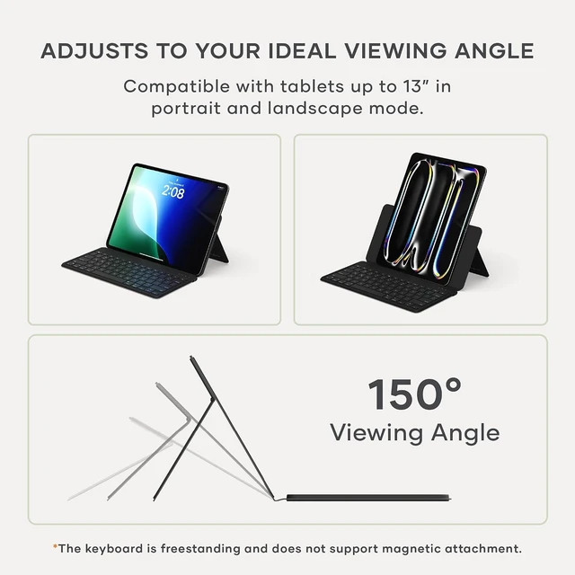 Alt view image 3 of 7 - Satechi OntheGo Bluetooth Keyboard, Connect Up to 3 Devices, Tablet, Black
Adjustable stand, USB-C rechargeable battery, compact & portable, for iPad, tablet