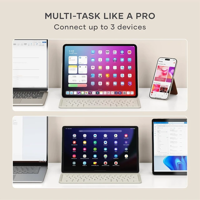 Alt view image 2 of 7 - Satechi OntheGo Bluetooth Keyboard, Connect Up to 3 Devices, Tablet, Black
Adjustable stand, USB-C rechargeable battery, compact & portable, for iPad, tablet Sand