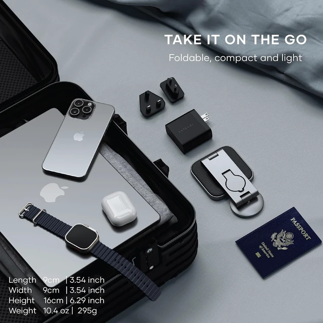 Alt view image 7 of 7 - Satechi 3-in-1 Qi2 Wireless Charging Station, 15W Magnetic Charging
Foldable travel design, fits iPhone 12-18, AirPods Pro, Apple Watch