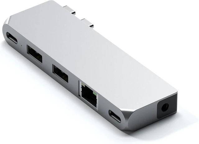 Main image of Satechi Pro Hub Mini USB-C Multiport Adapter, USB4 Port, Ethernet, Silver
USB-C and 2 USB-A data ports, Ethernet, audio jack, for MacBook Air/Pro M1-M5