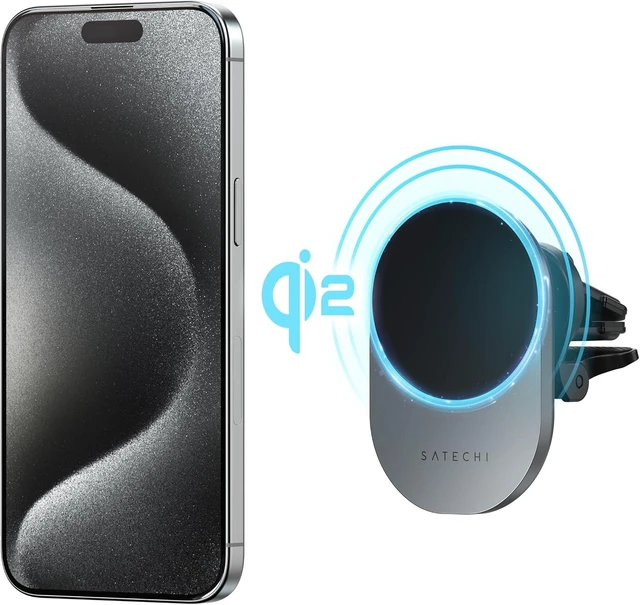 Alt view image 4 of 7 - Satechi Qi2 Wireless Car Charger, 15W Fast Charging
Travel-Friendly Air Vent Mount, for iPhone 18 to 12 series