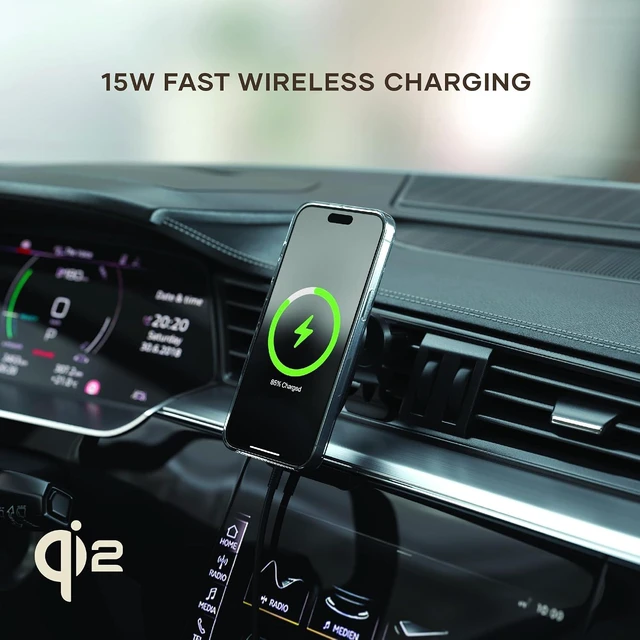 Alt view image 7 of 7 - Satechi Qi2 Wireless Car Charger, 15W Fast Charging
Travel-Friendly Air Vent Mount, for iPhone 18 to 12 series