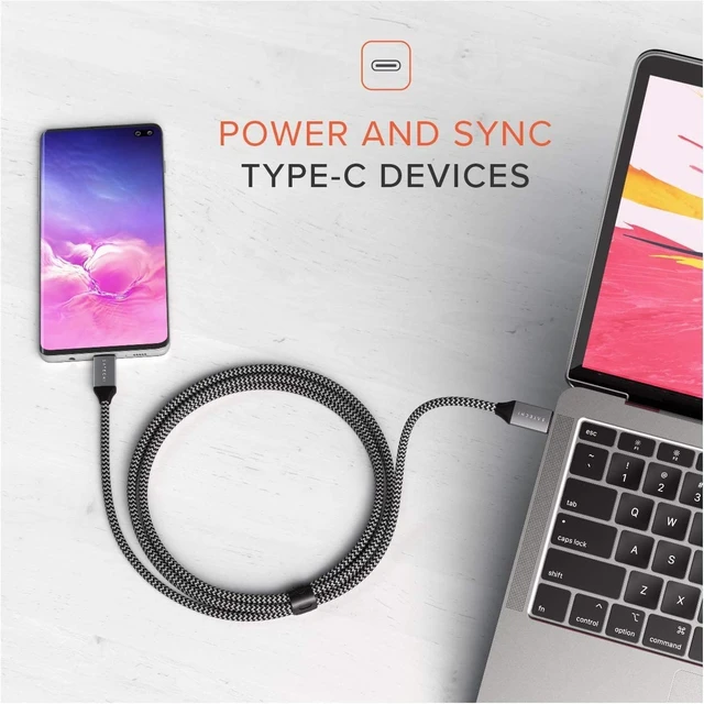 Alt view image 4 of 6 - Satechi USB-C to USB-C Cable (6.5 Feet), 100W Charging, Space Gray
for iPhone 18 to 15 series, iPad Air/Pro, MacBook Air/Pro/Neo, Galaxy S25, Android, Windows