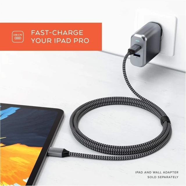 Alt view image 3 of 6 - Satechi USB-C to USB-C Cable (6.5 Feet), 100W Charging, Space Gray
for iPhone 18 to 15 series, iPad Air/Pro, MacBook Air/Pro/Neo, Galaxy S25, Android, Windows
