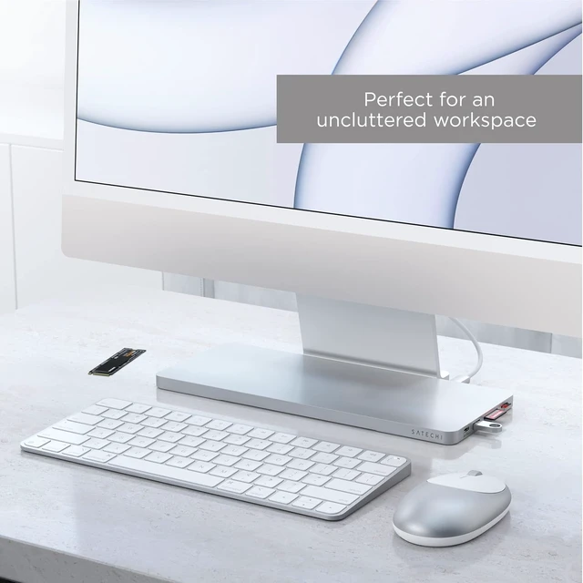 Alt view image 4 of 7 - Satechi Slim Dock for 24-inch iMac, Tool-Free M.2 SSD Enclosure, Silver
USB-C data port, USB-A, 2 USB 2.0 ports, micro/SD card reader