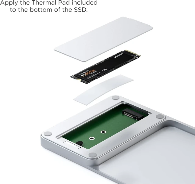 Alt view image 6 of 7 - Satechi Slim Dock for 24-inch iMac, Tool-Free M.2 SSD Enclosure, Silver
USB-C data port, USB-A, 2 USB 2.0 ports, micro/SD card reader