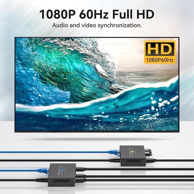 Alt view image 2 of 7 - VPFET HDMI KVM USB Extender 394ft 120M Over Cat 5e 6 7 1080P Ethernet Balun Transmitter Receiver with Loop Out Function Plug Play for Mouse and Keyboard Control
