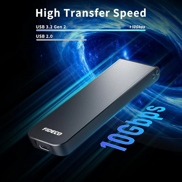 Alt view image 4 of 7 - FIDECO M.2 NVMe SSD Enclosure, M.2 NVMe to USB Adapter, USB 3.2 Gen 2 (10Gbps) SSD Reader for M & M+B Key, Sandwich Style Design, Tool-Free Installation, Support UASP and Trim