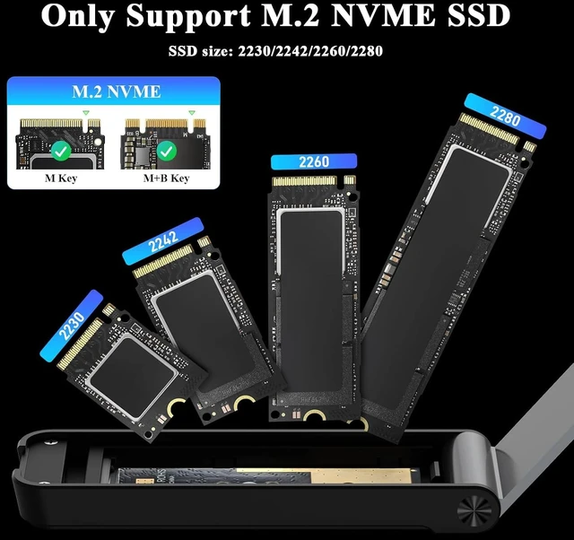 Alt view image 4 of 14 - FIDECO M.2 NVMe SSD Enclosure, M.2 NVMe to USB Adapter, USB 3.2 Gen 2 (10Gbps) SSD Reader for M & M+B Key, Sandwich Style Design, Tool-Free Installation, Support UASP and Trim Grey