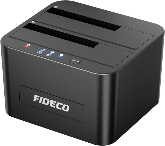 Main image of FIDECO External Hard Drive Docking Station, Hard Drive Dock for 2.5 and 3.5 inch SATA HDD SSD, HDD Docking Station with Dual Bay, USB 3.0 Hard Drive Reader, Support Offline Clone and UASP