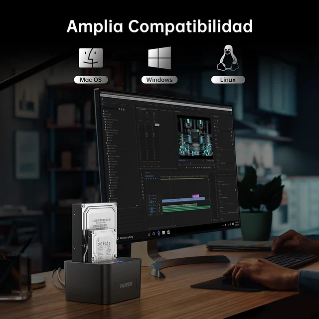 Alt view image 6 of 7 - FIDECO External Hard Drive Docking Station, Hard Drive Dock for 2.5 and 3.5 inch SATA HDD SSD, HDD Docking Station with Dual Bay, USB 3.0 Hard Drive Reader, Support Offline Clone and UASP
