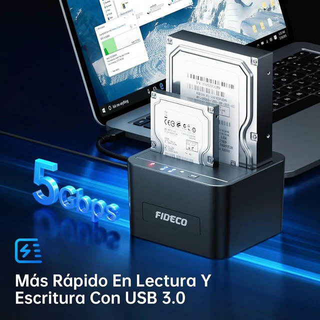 Alt view image 5 of 7 - FIDECO External Hard Drive Docking Station, Hard Drive Dock for 2.5 and 3.5 inch SATA HDD SSD, HDD Docking Station with Dual Bay, USB 3.0 Hard Drive Reader, Support Offline Clone and UASP