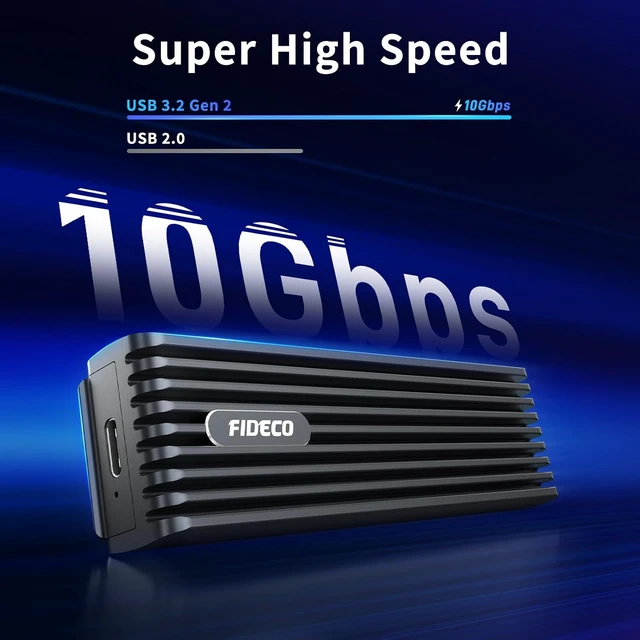 Alt view image 4 of 7 - FIDECO M.2 NVMe Enclosure, USB 3.2 Gen 2, 10Gbps NVMe SSD Enclosure, PCIe Adapter for M & M+B Key, Support UASP and Trim, Full Aluminum Alloy Body, Sandwich Style Design, Tool-Free Installation