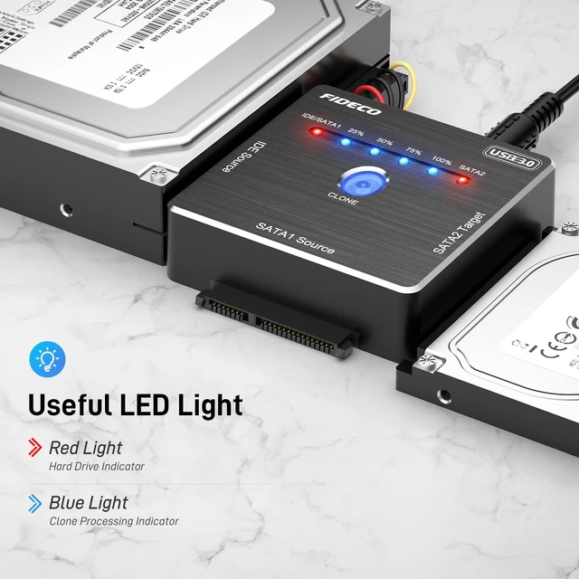 Alt view image 4 of 7 - FIDECO SATA/IDE to USB 3.0 Adapter, Hard Drive Adapter Cable for Universal 2.5/3.5 Inch IDE/SATA External HDD SSD, 5.25-Inch DVD-ROM/CD-ROM/CD-RW, Support Offline Clone