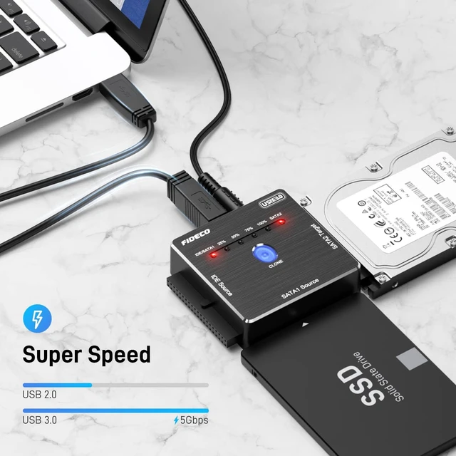 Alt view image 3 of 7 - FIDECO SATA/IDE to USB 3.0 Adapter, Hard Drive Adapter Cable for Universal 2.5/3.5 Inch IDE/SATA External HDD SSD, 5.25-Inch DVD-ROM/CD-ROM/CD-RW, Support Offline Clone