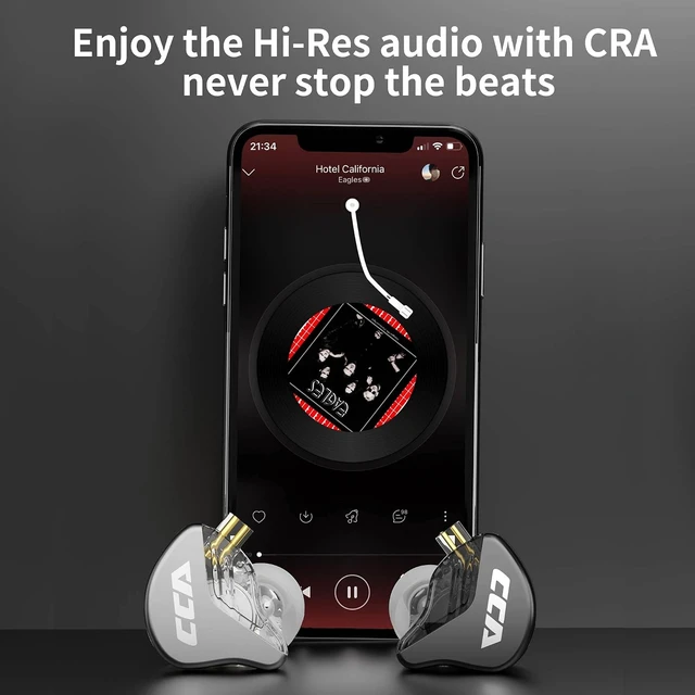 Alt view image 6 of 14 - CCA CRA in Ear Monitor, Ultra-Thin Diaphragm Dynamic Driver IEM Earphones, Clear Sound & Deep Bass in Ear Headphones, Wired Gaming Earbuds with 2 Pin Detachable Cable for Singer Musicians Drummers