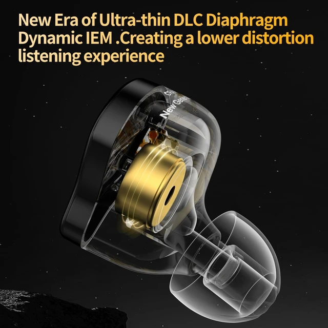 Alt view image 5 of 14 - CCA CRA PRO in Ear Monitor Headphones, Ultra-Thin DLC Diaphragm Dynamic Driver Gaming Earbuds, Clear Sound & Deep Bass, IEMS for Singer Musicians Drummers DJ